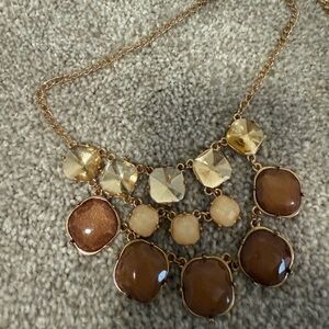 Elegant Gold and Brown Statement Necklace